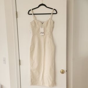 ZARA beige jeans pencil dress size S